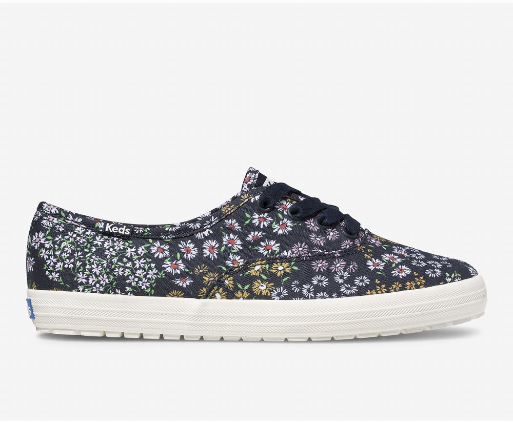 Women's Keds Champion TRX Floral Sneakers Navy 9817054BQ - South Africa